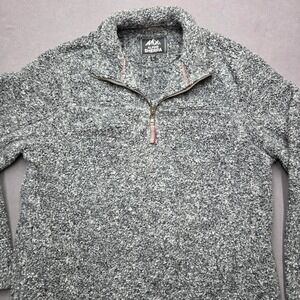 Alpine Sherpa Mens Gray Marled Fleece Quarter Zip Pullover Jacket Size L
